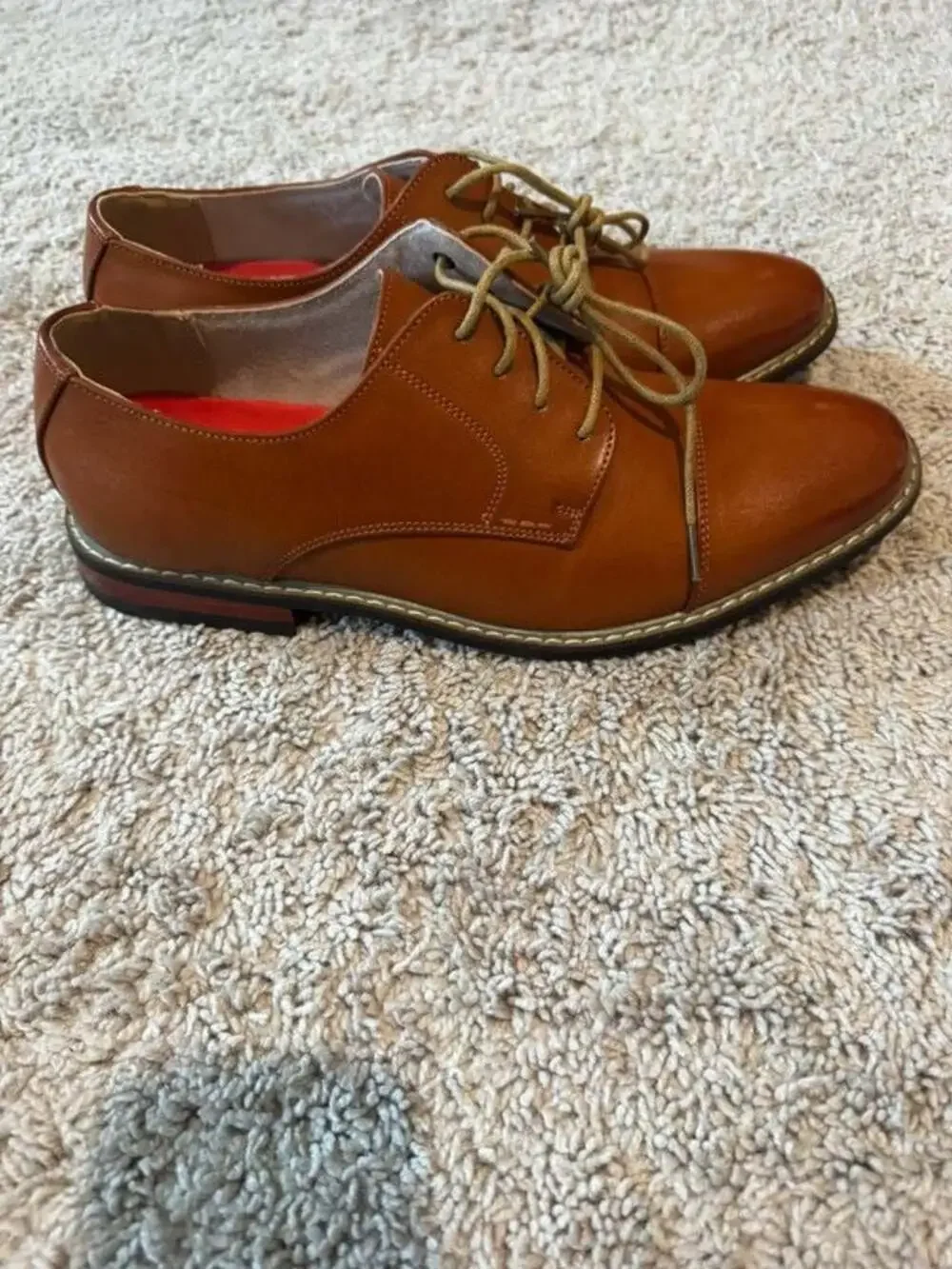 Bruno Marc Men's Brown Faux Leather Oxford Cap Toe Lace Up Dress Shoes 10.5